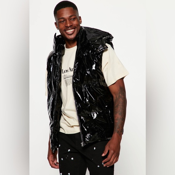 Almost There Hooded Puffer Vest - Black - Picture 1 of 3